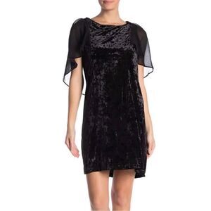B Collection By BOBEAU Pery Flutter Sleeve Velvet Dress XS